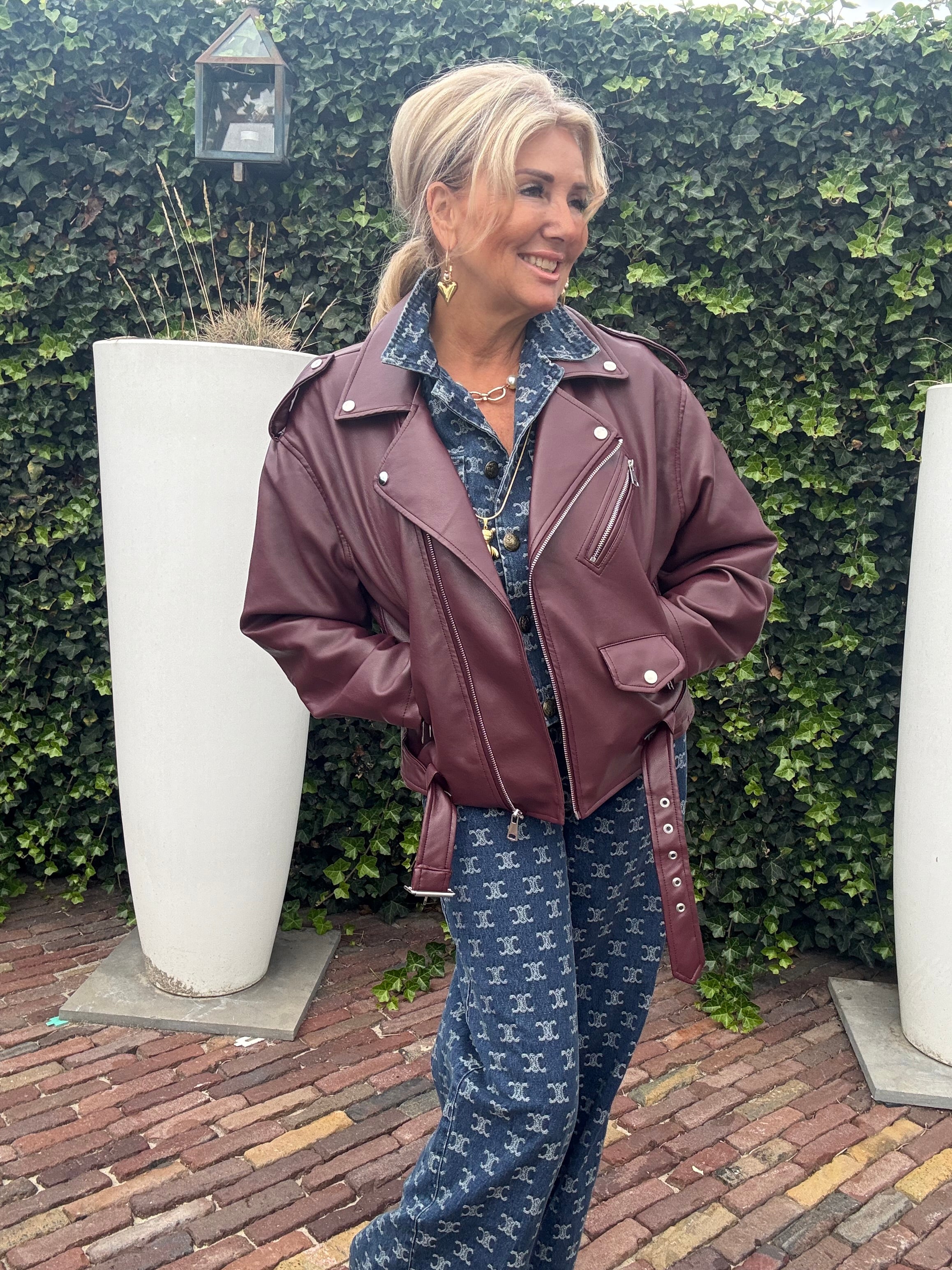 Biker Jack Veagan Leatherlook Burgundy 🌺